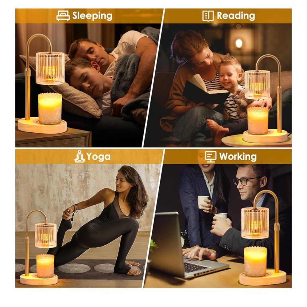 Amber Glass Candle Warmer Lamp with Adjustable Height & Timer - Picture 7 of 7